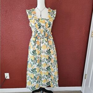 Floral Yellow and Green Women's Dress